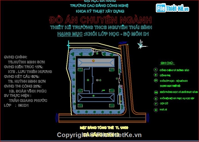 thi công trường học,bản vẽ trường THCS Nguyễn Thái BÌnh,thiết kế trường THCS