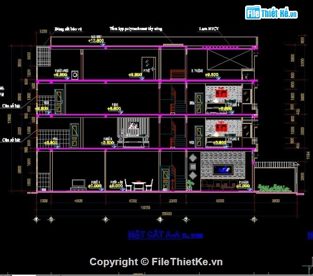 mẫu nhà phố,nhà kích thước 4 x 19m,thiết kế nhà phố đẹp,nhà phố 4 tầng