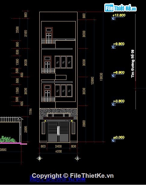 mẫu nhà phố,nhà kích thước 4 x 19m,thiết kế nhà phố đẹp,nhà phố 4 tầng