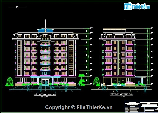 kiến trúc khách sạn,khách sạn 8 tầng,bản vẽ khách sạn 8 tầng,kiến trúc khách sạn 8 tầng,nhà khách quân đoàn