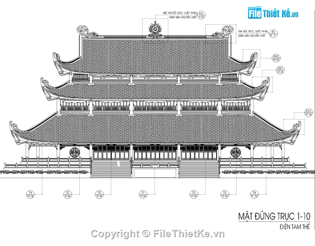 bản vẽ kiến trúc,kiến trúc mái chùa,kiến trúc mái Chùa Tràng An