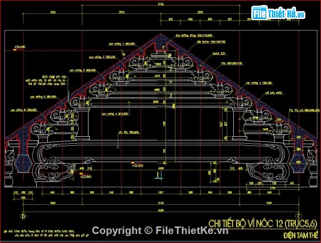 bản vẽ kiến trúc,kiến trúc mái chùa,kiến trúc mái Chùa Tràng An