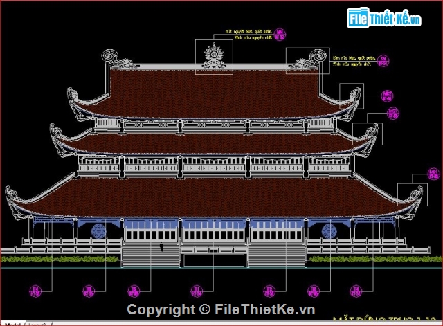 bản vẽ kiến trúc,kiến trúc mái chùa,kiến trúc mái Chùa Tràng An