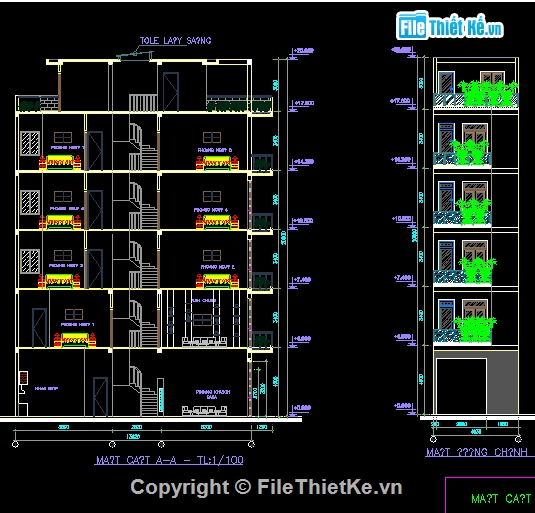 Nhà phố 6 tầng,Nhà phố hình thang,Bản vẽ kiến trúc Nhà,mẫu nhà phố 6 tầng