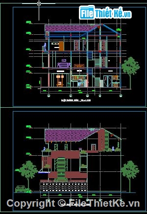 kiến trúc 3 tầng,nhà 3 tầng,3 tầng,Bản vẽ kiến trúc nhà 3 tầng kích thước 7.6m x 16.2