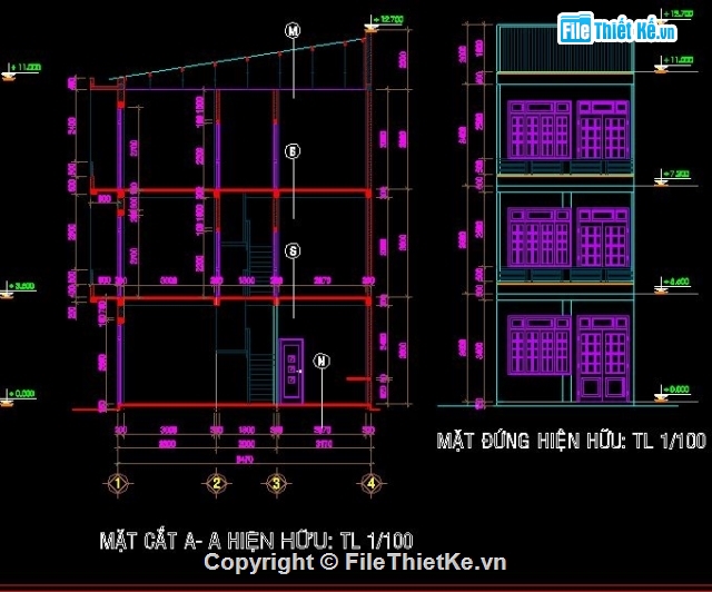 Bản vẽ,Kiến trúc,Bản vẽ nhà phố,1 trệt 2 lầu