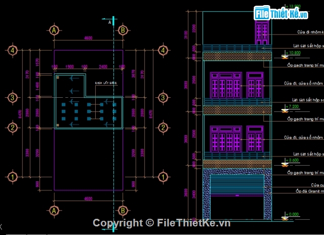 Bản vẽ,Kiến trúc,Bản vẽ nhà phố,1 trệt 2 lầu