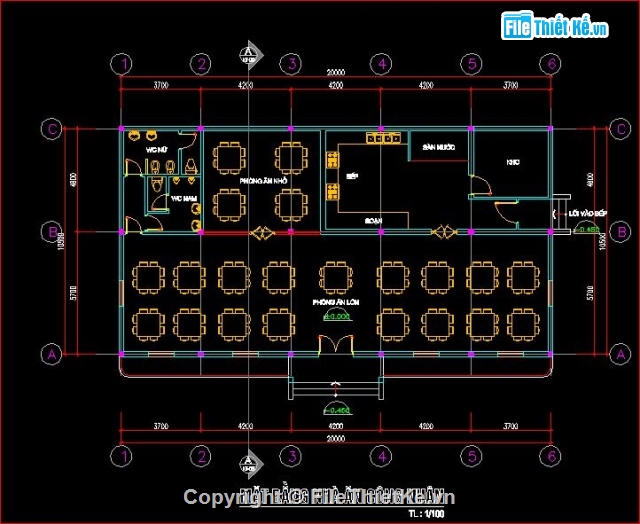 kiến trúc nhà ăn công nhân,file cad kiến trúc nhà ăn,nhà máy bột nghiền Nghệ An