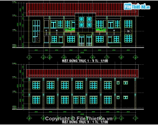 Bản vẽ,nhà trường,vẽ trường học,kiến trúc trường học,kiến trúc trường tiểu học,Nhà hiệu bộ trường tiểu học