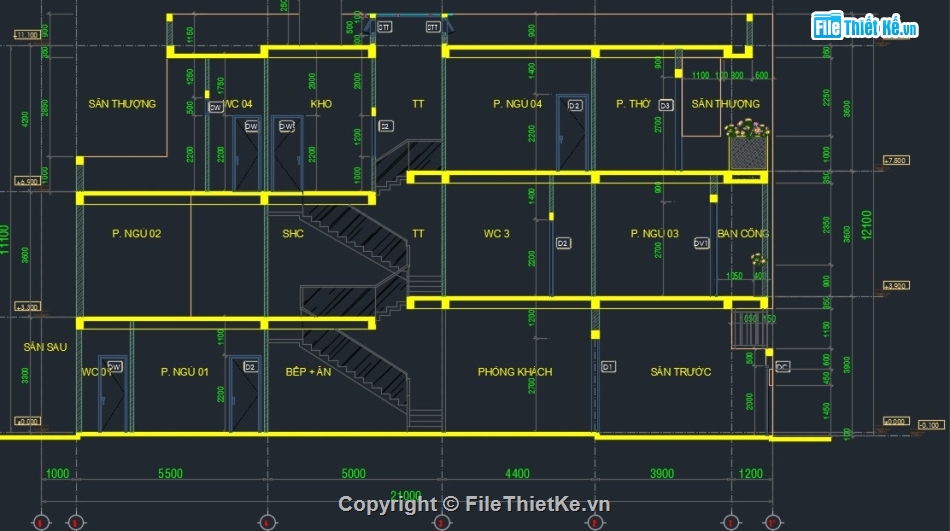 Bản vẽ nhà phố,nhà phố 3 tầng,Bản vẽ