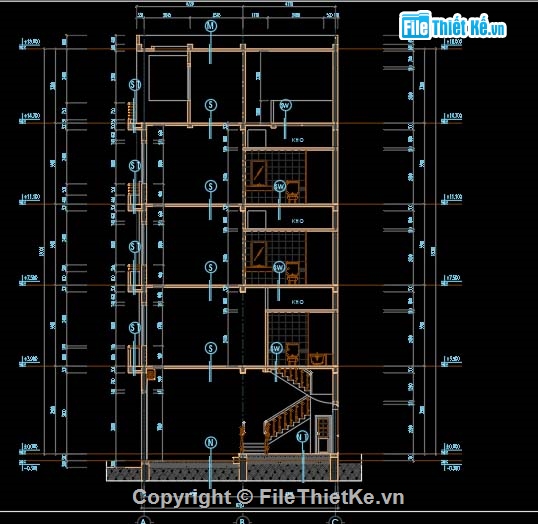 thiết kế nhà phố 5 tầng,hồ sơ thi công nhà phố 5 tầng,nhà phố hiện đại mặt tiền 5m,Kiến trúc nhà phố 5 tầng 4.7x8.7m