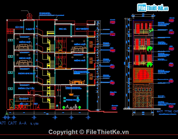 Bản vẽ kiến trúc Nhà,kiến trúc Nhà phố kích thước 4x16 m,kiến trúc nhà lệch tầng