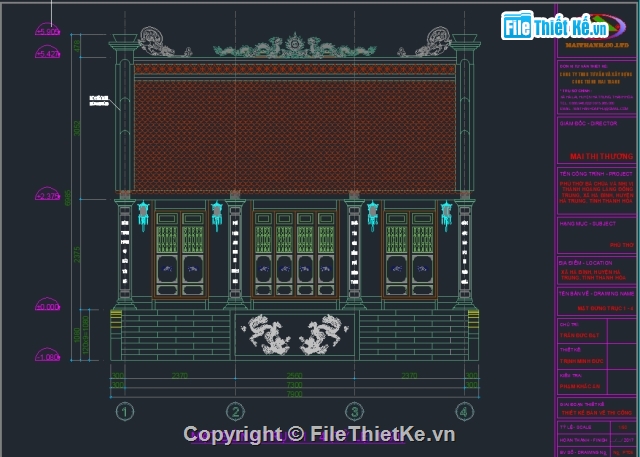 Bản vẽ,nhà thờ,Bản vẽ nhà thờ họ,phủ thờ