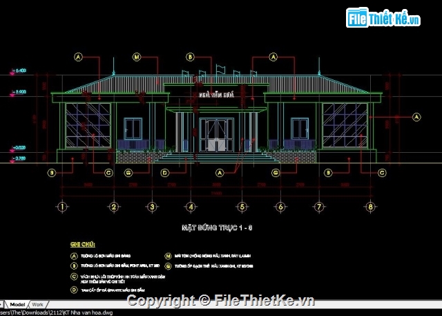 Kiến trúc nhà văn hóa,bản vẽ nhà văn hóa,nhà văn hóa,nhà văn hóa 10 x 21.6m