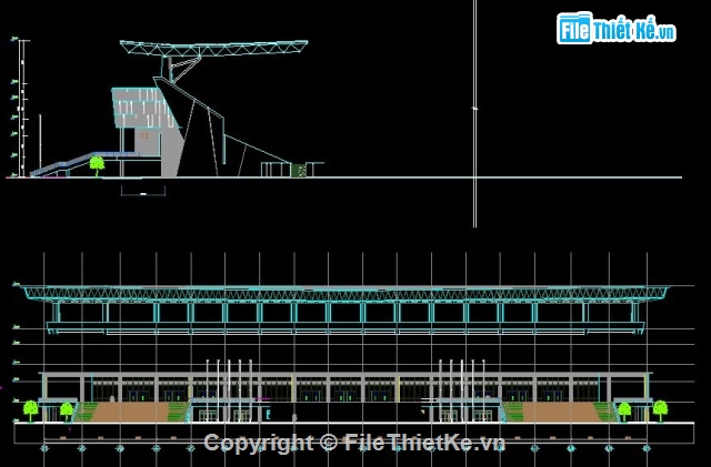 Bản vẽ kiến trúc sân vận động,sân vận động hòa xuân,sân vận động đà nẵng,sân 20.000 chỗ