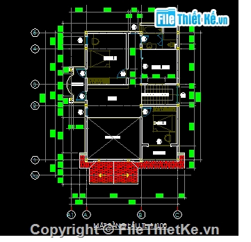 kiến trúc mái thái 9x12.6m,kiến trúc 2  tầng,nhà mái thái kt 9x12.6m,bản vẽ nhà 2 tầng