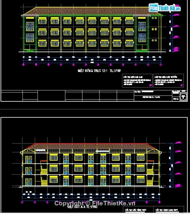kiến trúc trường tiểu học 3 tầng,Trường tiểu học 3 tầng 12 phòng,bản vẽ trường tiểu học 3 tầng,trường tiểu học 8.9x44.2m