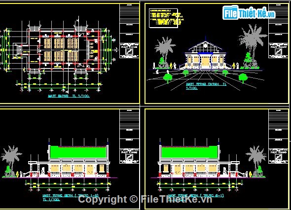 kiến trúc nhà văn hoá,kết cấu nhà văn hóa,nhà văn hóa 100 chỗ,bản vẽ nhà văn hóa