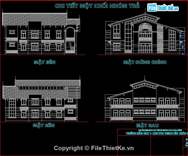 bản vẽ trường mầm non,thiết kế trường mầm non đầy đủ,phối cảnh trường mầm non