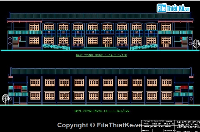vẽ trường học,trường học,thiết kế kỹ thuật,kiến trúc 2 tầng,kiến trúc trường học