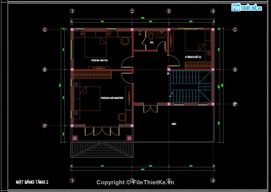 biệt thự 2 tầng,cad biệt thự 2 tầng,bản vẽ biệt thự mái nhật 2 tầng