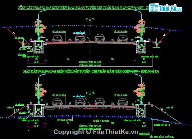 mặt cắt đường,bản vẽ kết cấu,thiết kế trắc ngang,mặt cắt ngang,đường đô thị