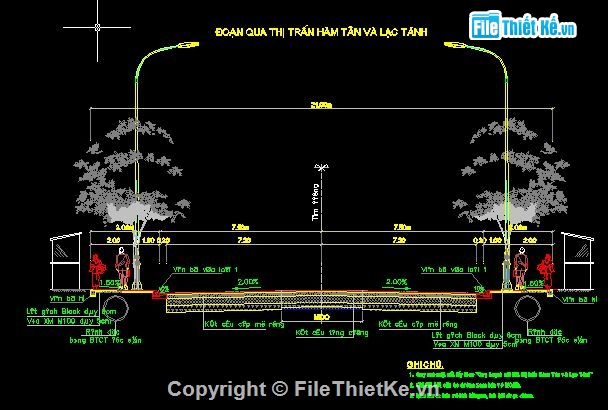 mặt cắt đường,bản vẽ kết cấu,thiết kế trắc ngang,mặt cắt ngang,đường đô thị