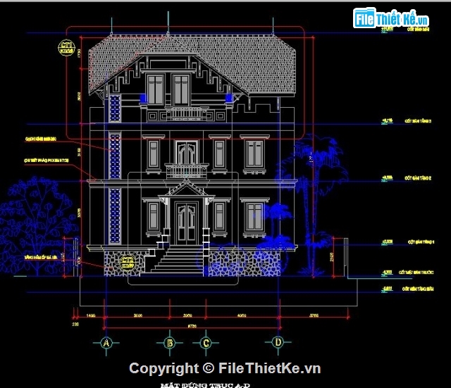 biệt thự 3 tầng,biệt thự kích thước 9.7 x 15m,biệt thự đẹp