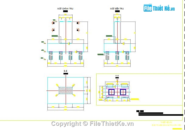 Bản vẽ cậu tạo mố,Thiết kế cấu tạo mố trụ,file cad mố trụ cầu