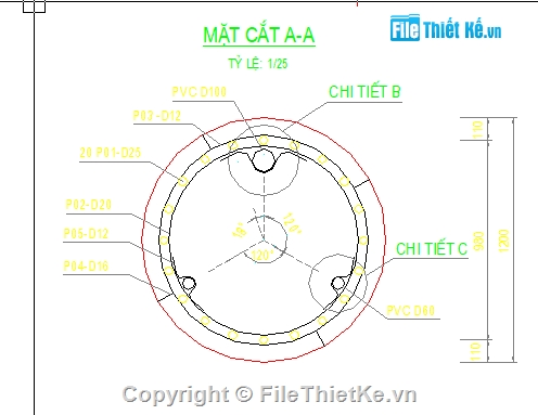 khoan nhồi cọc,cọc khoan nhồi,bản vẽ cọc khoan nhồi,D=1.2m,cọc khoan nhồi 1200