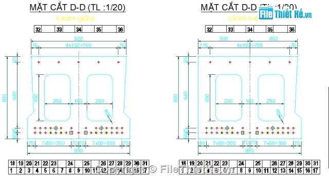 Dầm lỗ rỗng,mẫu bản vẽ,dầm bản 21m,dầm bản lỗ rỗng 21m,dầm 21m,dầm L=21m