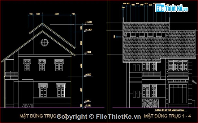 mẫu biệt thự,bản vẽ biệt thự,biệt thự 2.5 tầng