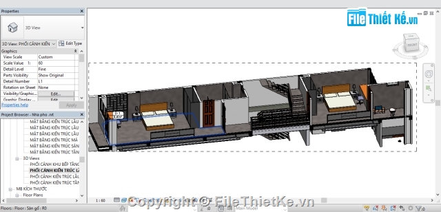 nhà phố 5 tầng,mẫu nhà 5 tầng,bản vẽ revit,mẫu công trình revit