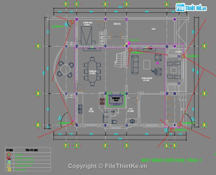 Biệt thự 3 tầng,Bản vẽ điện nước,File điện nước biệt thự