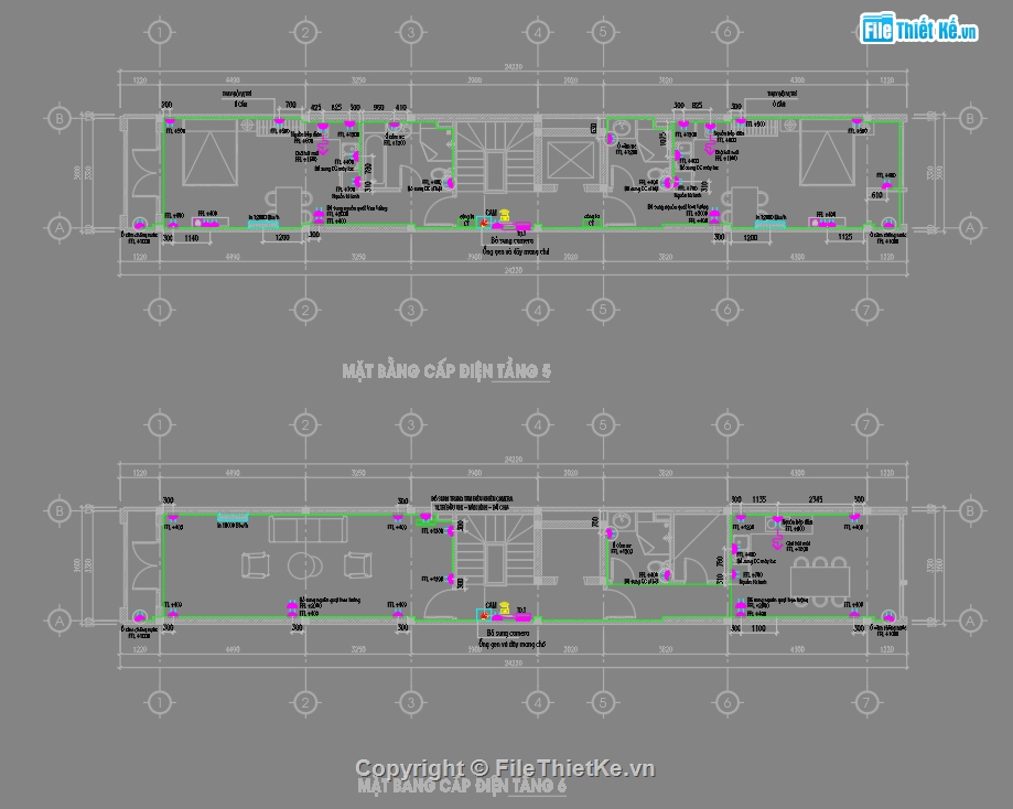 nhà cho thuê 7 tầng,Bản vẽ điện nước,FIle cad điện nước,Thiết kế điện nước,chung cư mini