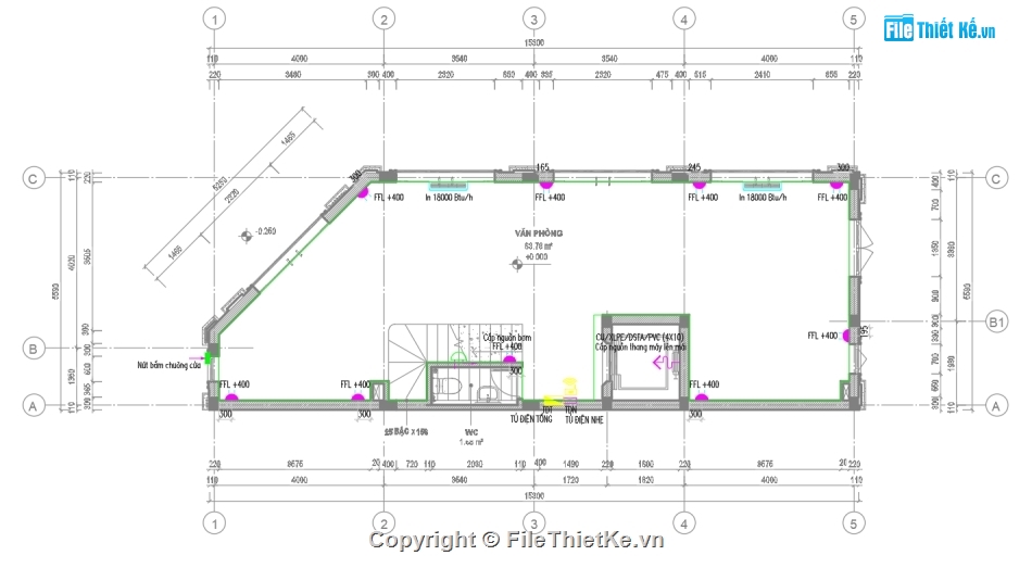 Nhà phố 6 tầng 15.3x5.59m,M&E nhà phố 6 tầng,bản vẽ điện nước,nhà phố tân cổ điển