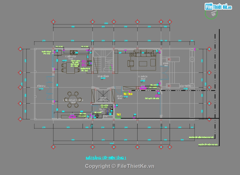 Autocad điện nước,Bản vẽ điện nước,Bản vẽ điện nước Villa 3 tầng,Thiết kế điện nước villa