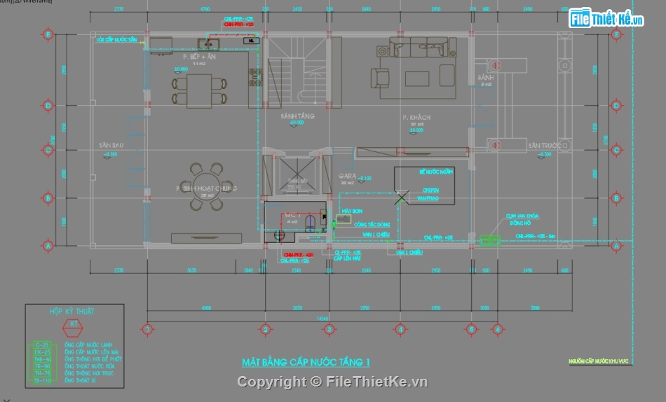 Autocad điện nước,Bản vẽ điện nước,Bản vẽ điện nước Villa 3 tầng,Thiết kế điện nước villa