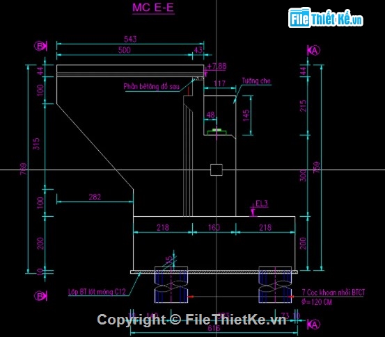 Bản vẽ mố cầu chéo góc,Bản vẽ mố cầu hình chữ U góc xiên,Bản vẽ mố chữ U lệch góc
