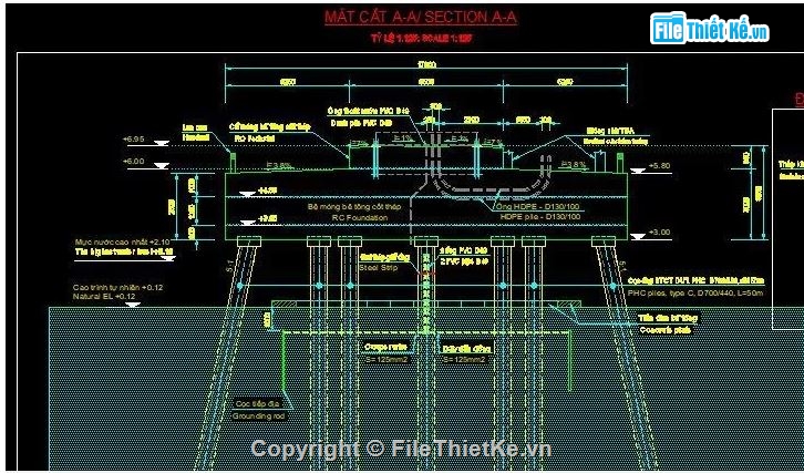 bản vẽ móng trụ Tuabin,Tuabin điện gió,móng trụ Tuabin điện