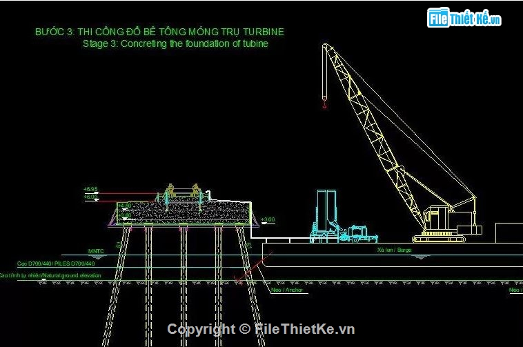 bản vẽ móng trụ Tuabin,Tuabin điện gió,móng trụ Tuabin điện