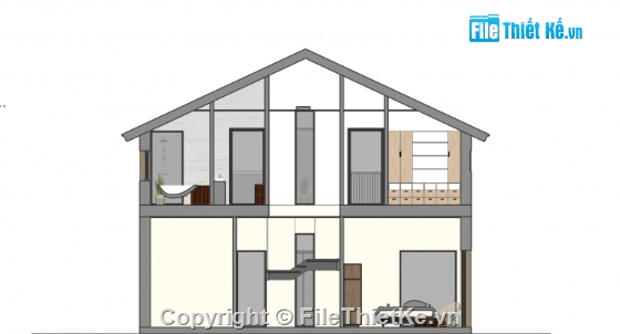 nhà phố 2 tầng,nhà 2 tầng,sketchup nhà 2 tầng