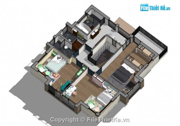 nhà phố 2 tầng,nhà 2 tầng,sketchup nhà 2 tầng