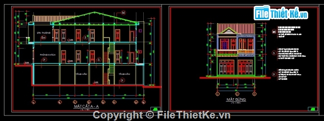 bản vẽ nhà 2 tầng 7m x 21m,bản vẽ nhà 2 tầng,nhà 2 tầng