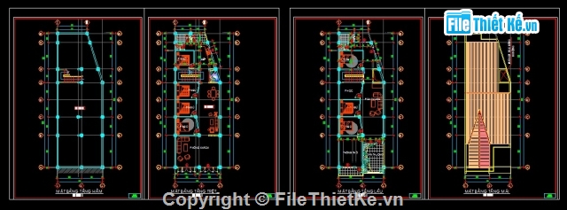 bản vẽ nhà 2 tầng 7m x 21m,bản vẽ nhà 2 tầng,nhà 2 tầng