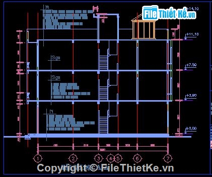 kiến trúc 3 tầng,nhà 3 tầng,3 tầng,Bản vẽ nhà 3 tầng đầy đủ kiến trúc và kết cấu