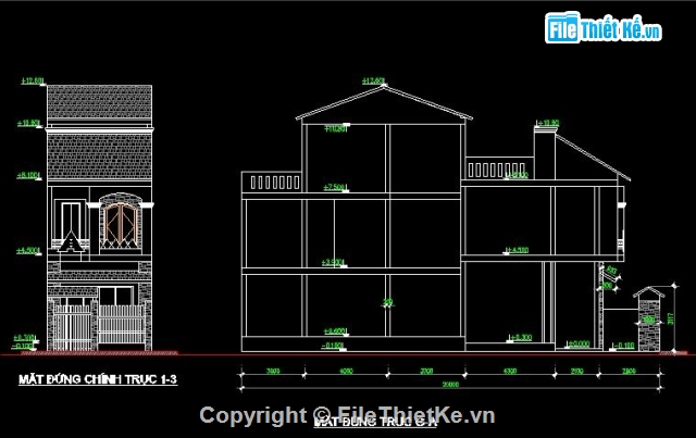 Bản vẽ thiết kế Nhà 3 tầng,Nhà 2 tầng,kiến trúc 3 tầng,Bản vẽ kiến trúc Nhà