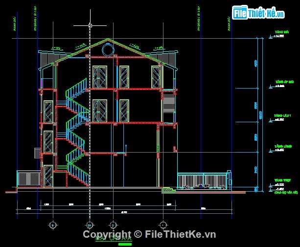 nhà 4 tầng,nhà 4 tầng 6x13.2m,nhà dân 4 tầng,file cad nhà ở 4 tầng,nhà phố 4 tầng