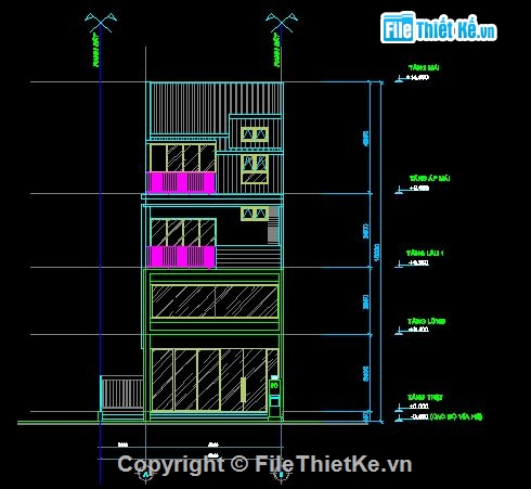 nhà 4 tầng,nhà 4 tầng 6x13.2m,nhà dân 4 tầng,file cad nhà ở 4 tầng,nhà phố 4 tầng