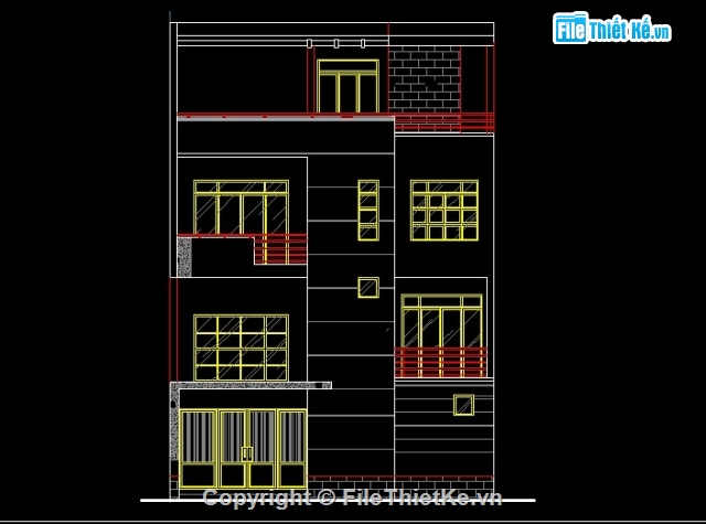 bản vẽ nhà 4 tầng,bản vẽ thiết kế nhà 4 tầng KT 9.6x10.1m,bản vẽ nhà 9.6x10.1m